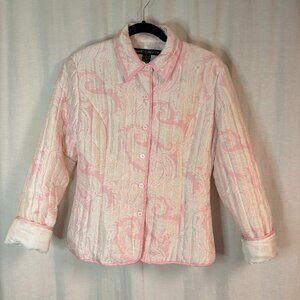 Anne Carson Pink Paisley Beaded Jacket Silk Lining Vintage Style L